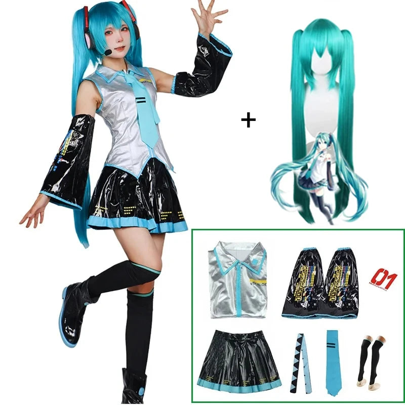 Conjunto Completo de Cosplay da Miku