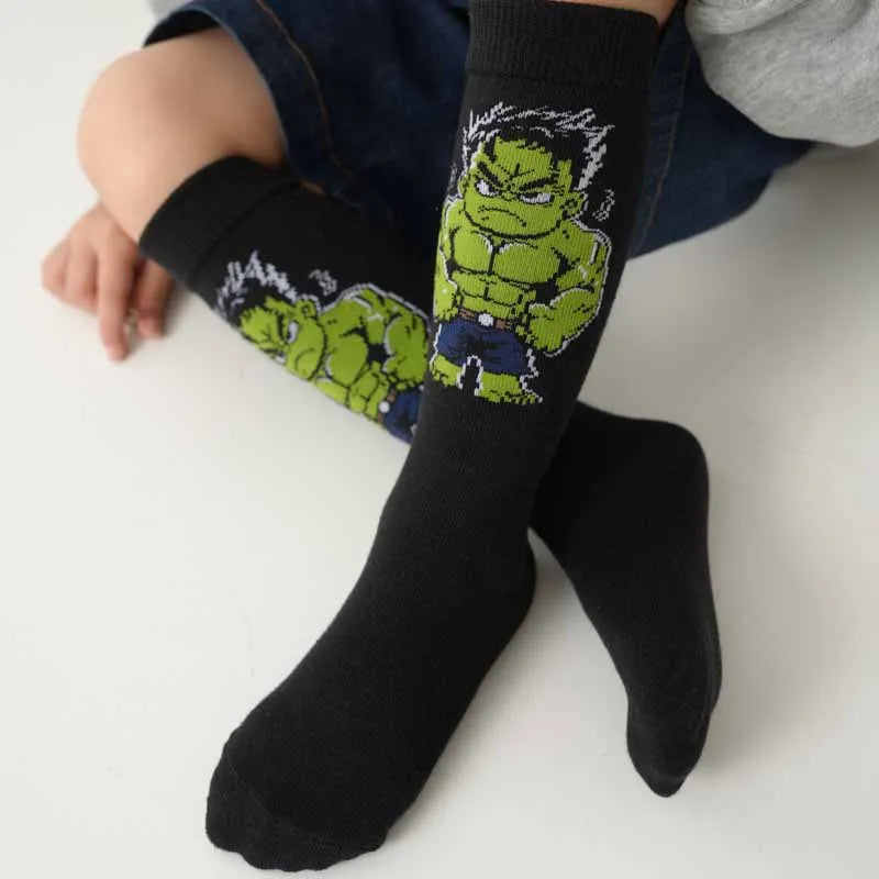 1 Par de Meias Marvel Spider-Man e Hulk em Estilo Cartoon para Crianças