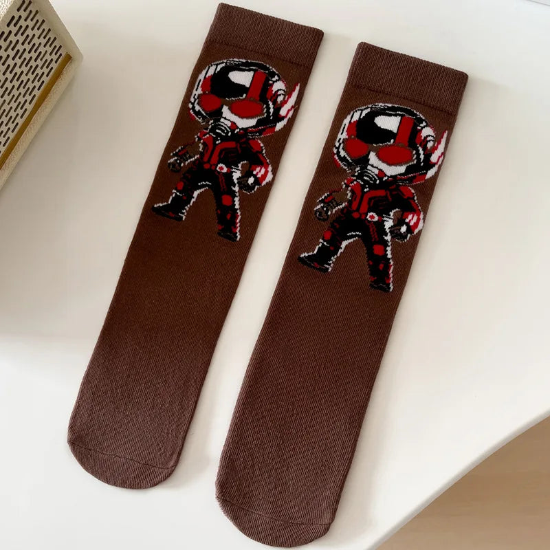 1 Par de Meias Marvel Spider-Man e Hulk em Estilo Cartoon para Crianças