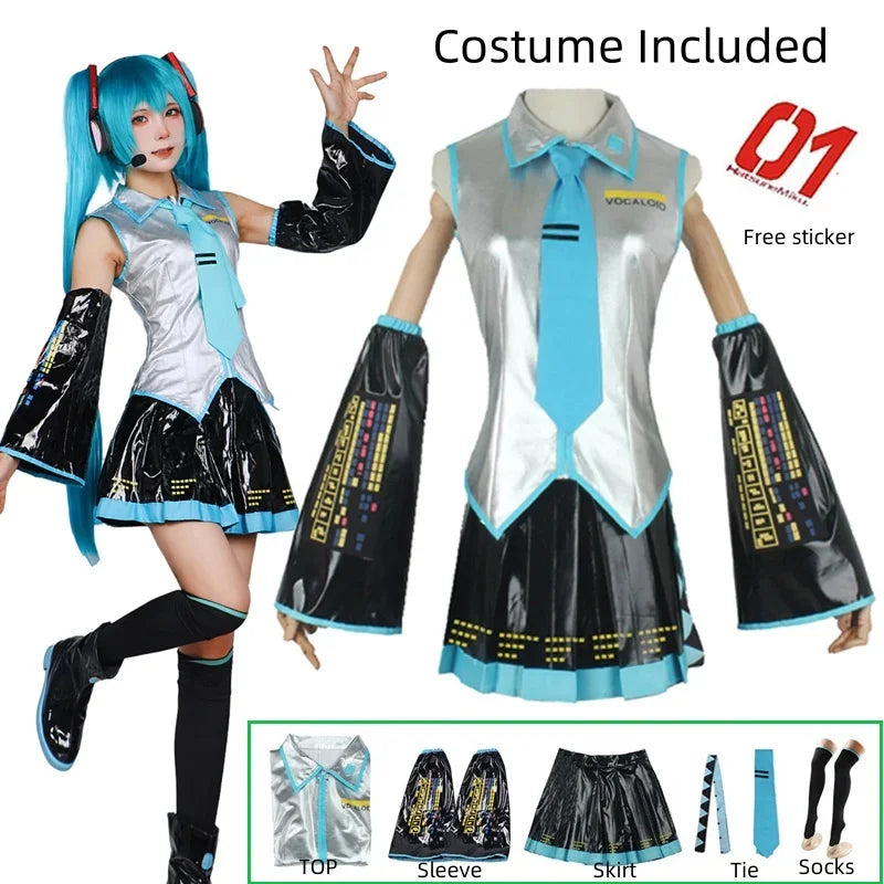 Conjunto Completo de Cosplay da Miku