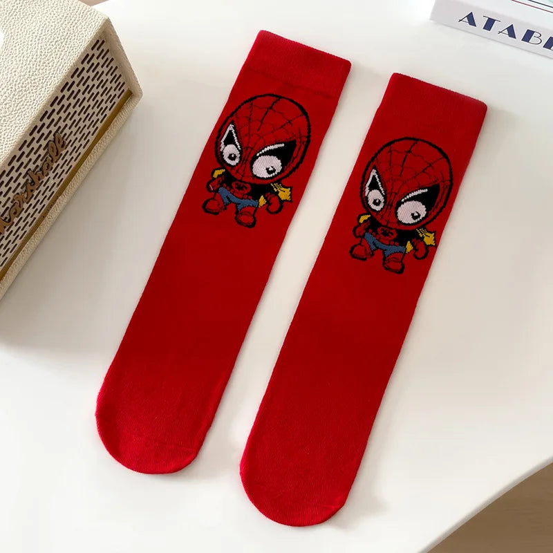 1 Par de Meias Marvel Spider-Man e Hulk em Estilo Cartoon para Crianças