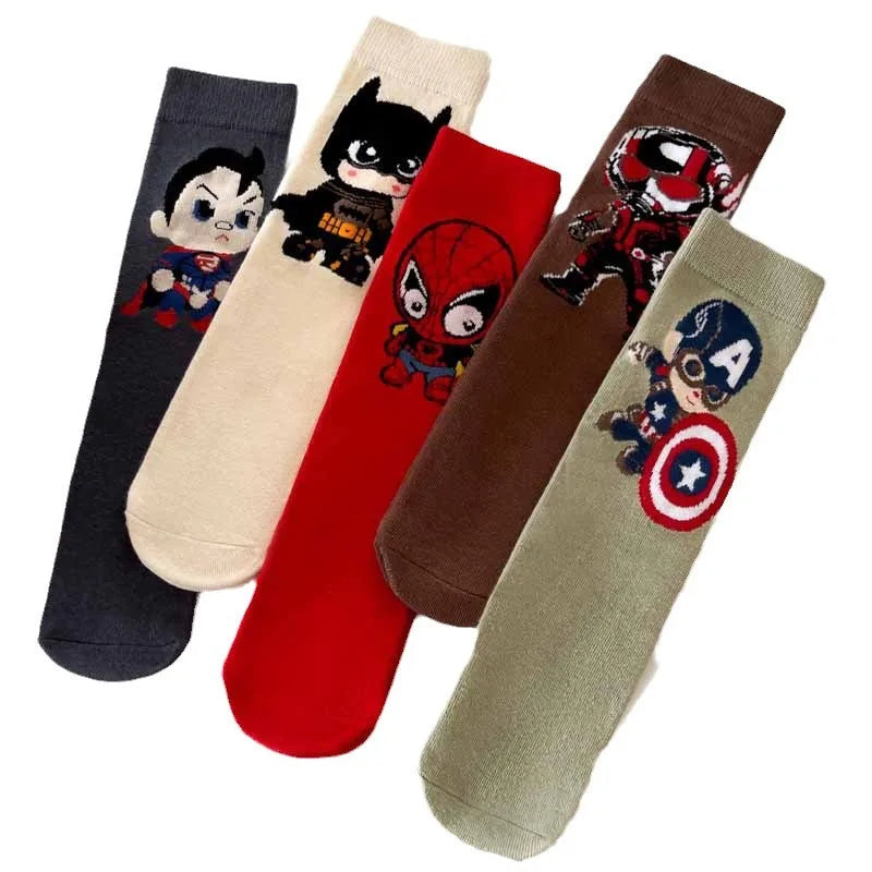 1 Par de Meias Marvel Spider-Man e Hulk em Estilo Cartoon para Crianças