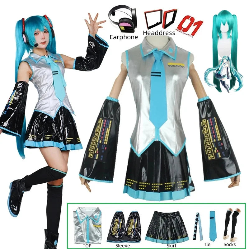 Conjunto Completo de Cosplay da Miku